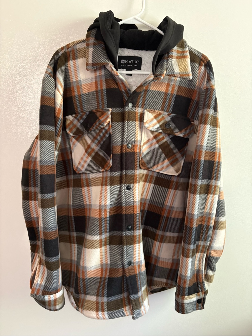 Matix Timber Polar Fleece Plaid Sherpa Lined Hooded Jacket Flannel Men’s XL